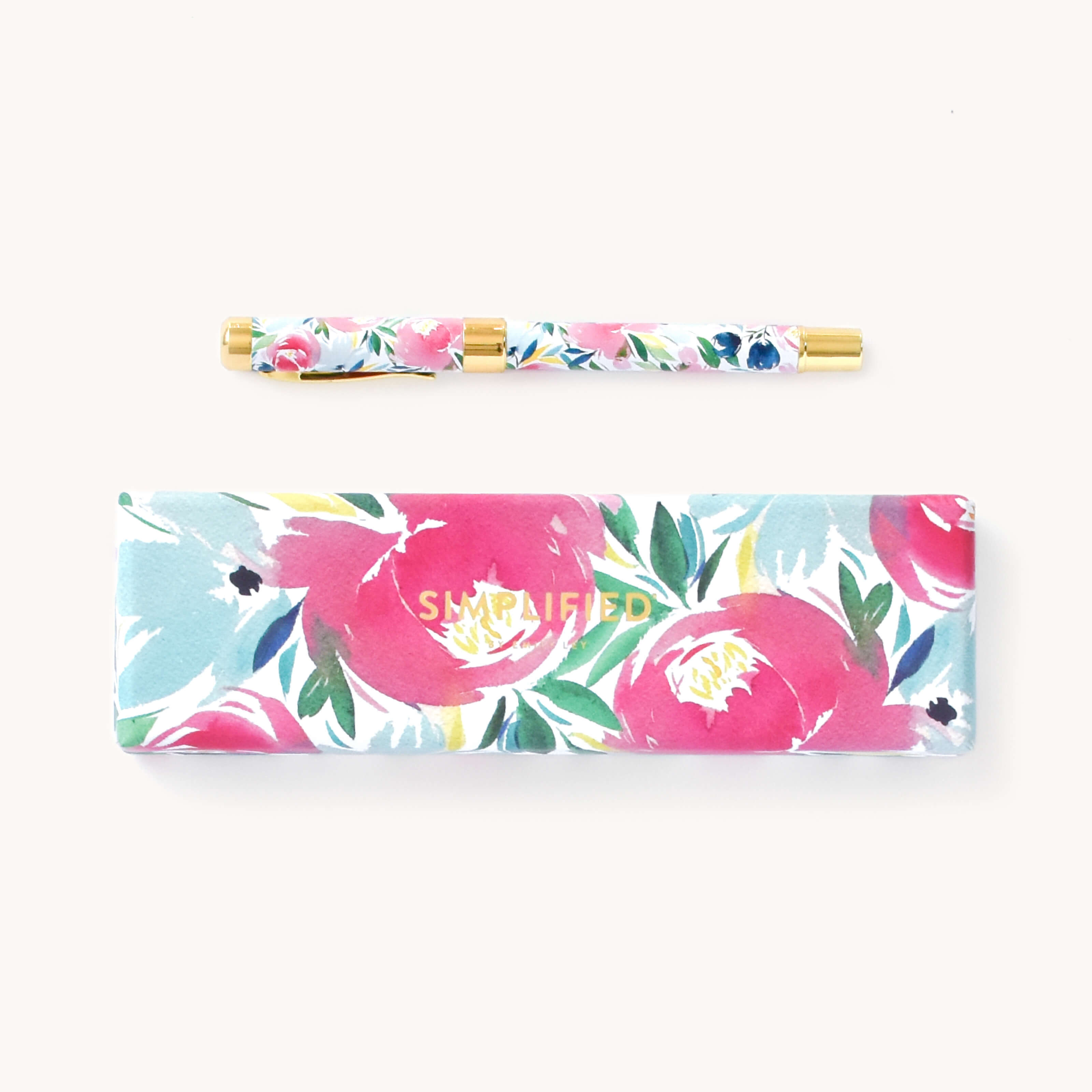 Floral pink pencil case