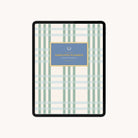 2025 Digital Simplified Planner by Emily Ley displaying six customizable cover designs, including Happy Stripe, Gold Pineapple, and Navy Blooms, compatible with iPad and Android tablets.