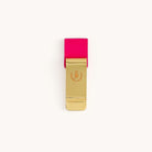 Simplified by Emily Ley | Pen Clip in Raspberry featuring a gold metal clip with a raspberry leatherette band.