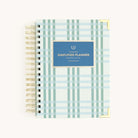 2024-2025 Academic Year Daily Simplified Planner by Emily Ley featuring the Pistachio Plaid cover design with gold foil details.