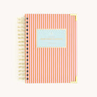 2025 Calendar Year Daily Simplified Planner by Emily Ley featuring the Cabana Pinstripe cover design with gold foil details.