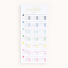 The Simplified Tall Notepad - Weekly Cleaning features a colorful schedule on a white background, ideal for grocery lists. Each day includes specific tasks in pastel colors, like vacuuming and dusting. The header Weekly Cleaning Schedule makes it perfect for all your reminder needs.