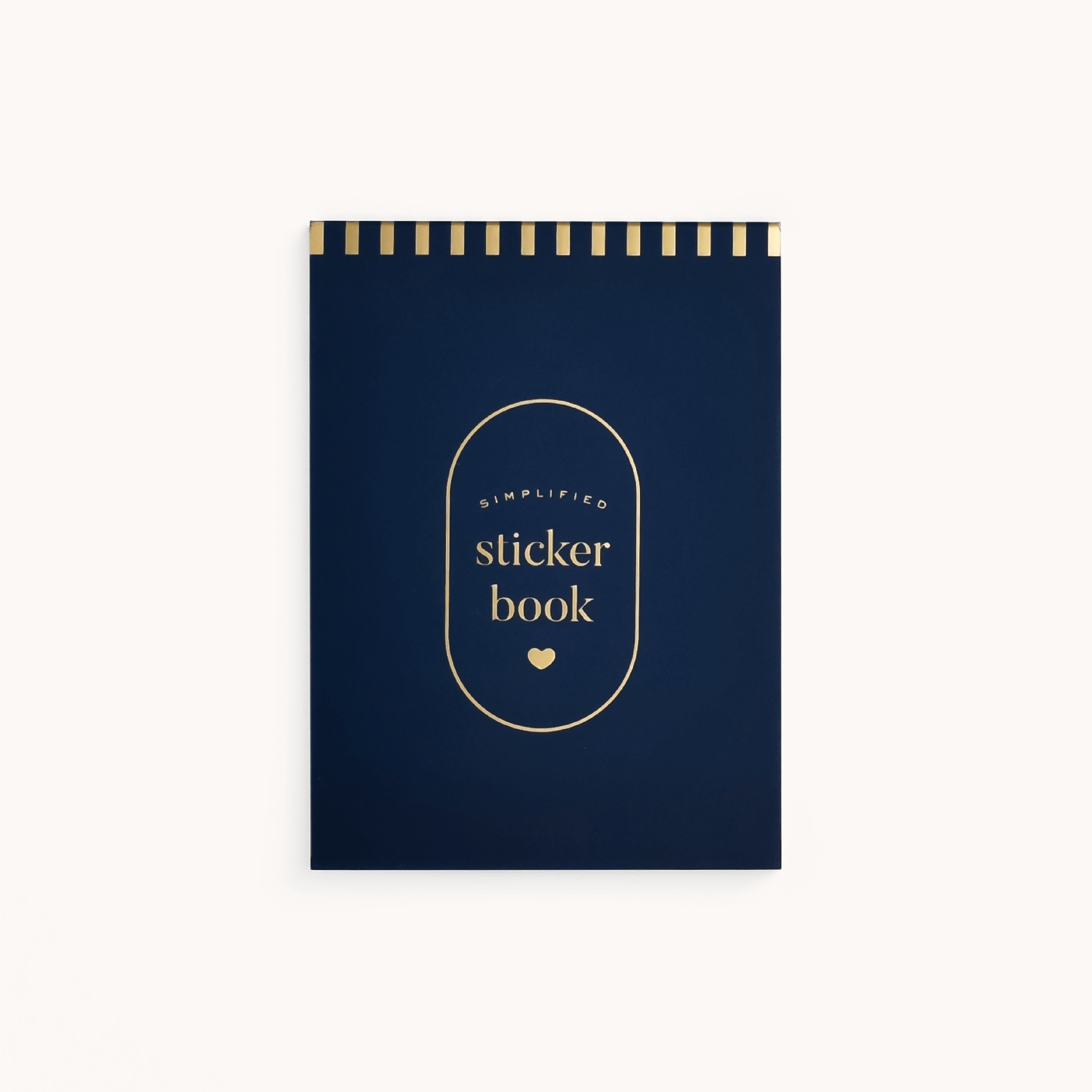 Simplified Sticker Book featuring a soft-touch, thick paper cover with gold foil details. 