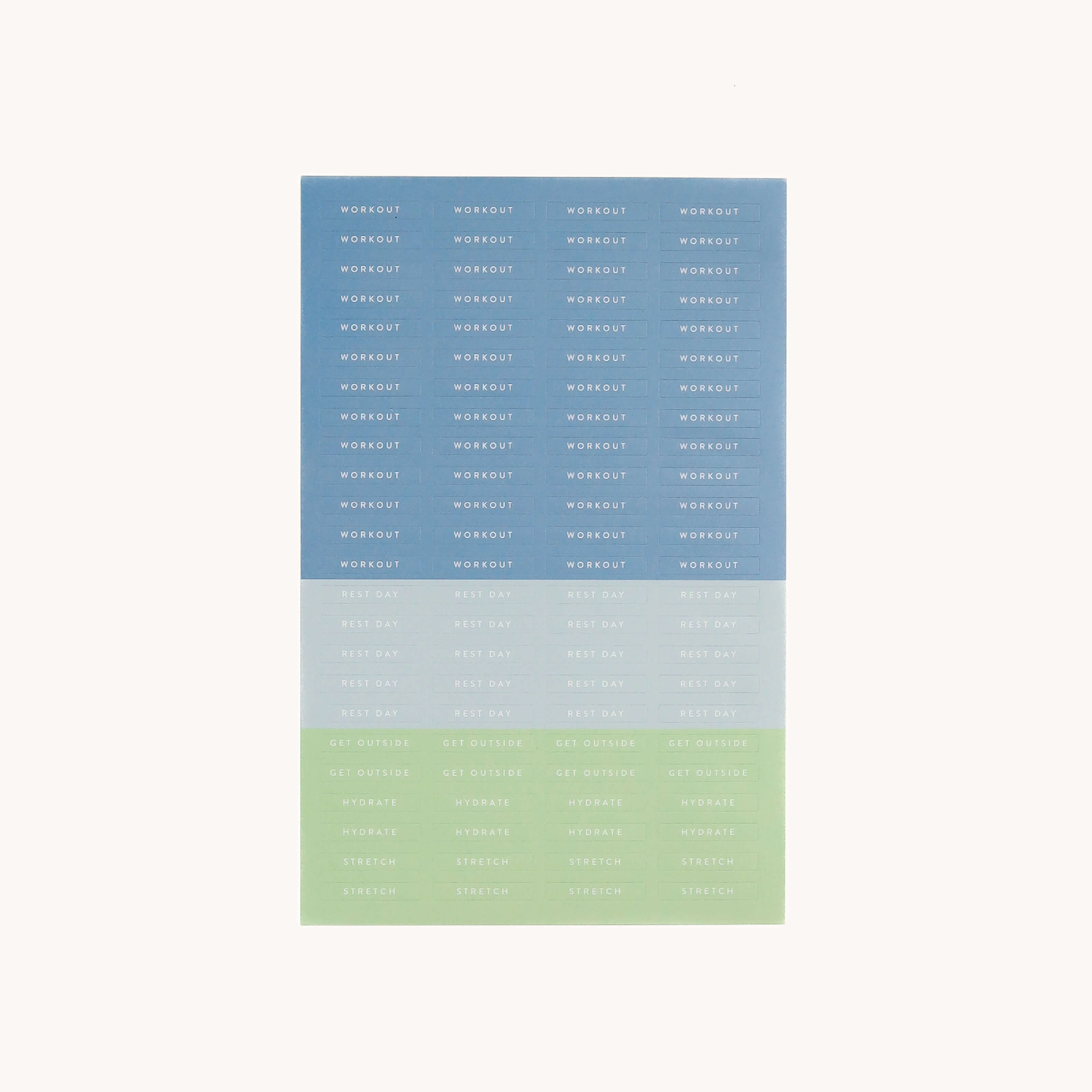 Simplified by Emily Ley | Wellness Sticker Set featuring four sheets with 384 colorful wellness-themed label stickers.