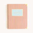 2025 Calendar Year Weekly Simplified Planner by Emily Ley featuring the Cabana Pinstripe cover design with gold foil details.