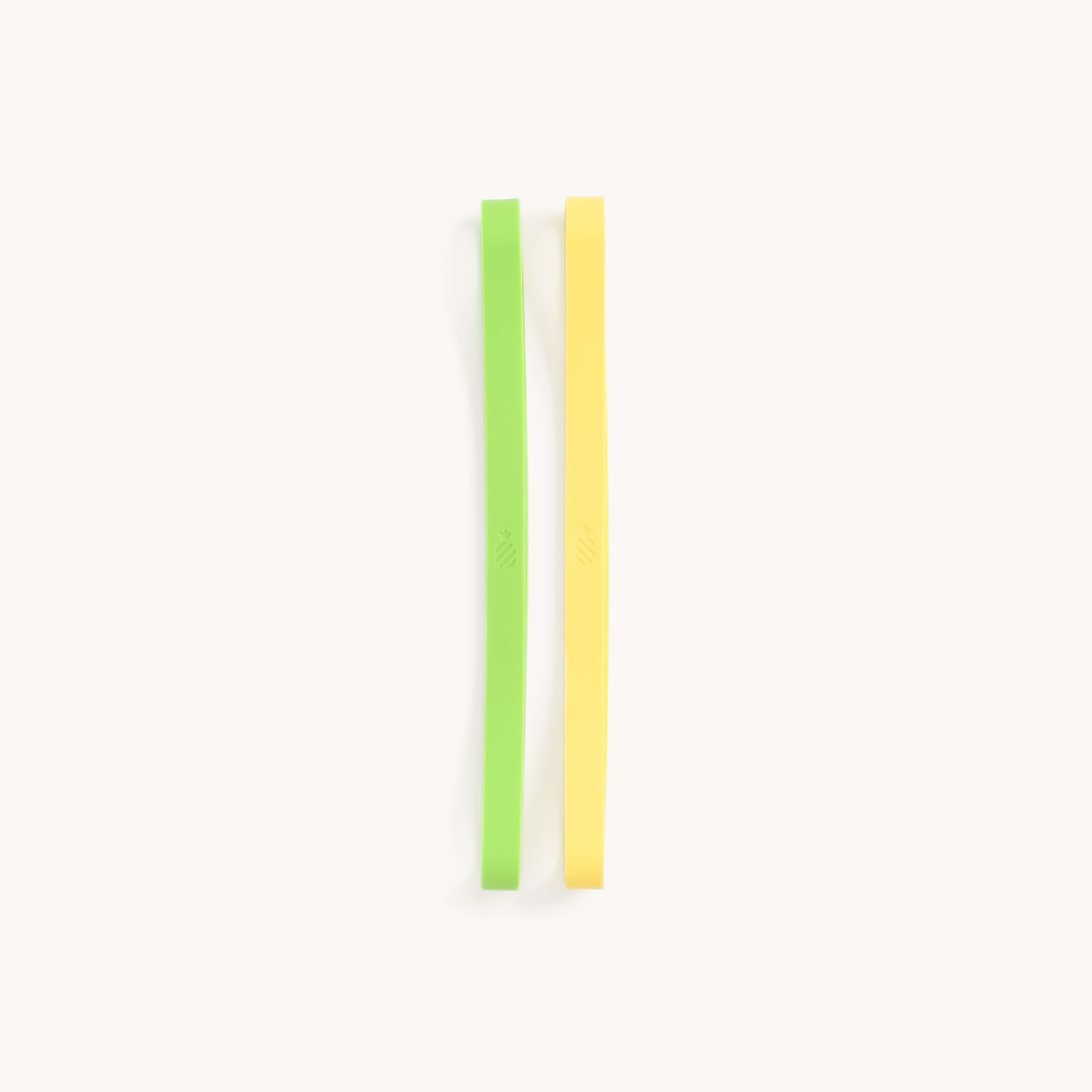 Large Stretchy Band Set in Chartreuse and Yellow, featuring durable silicone bands with an embossed pineapple design.