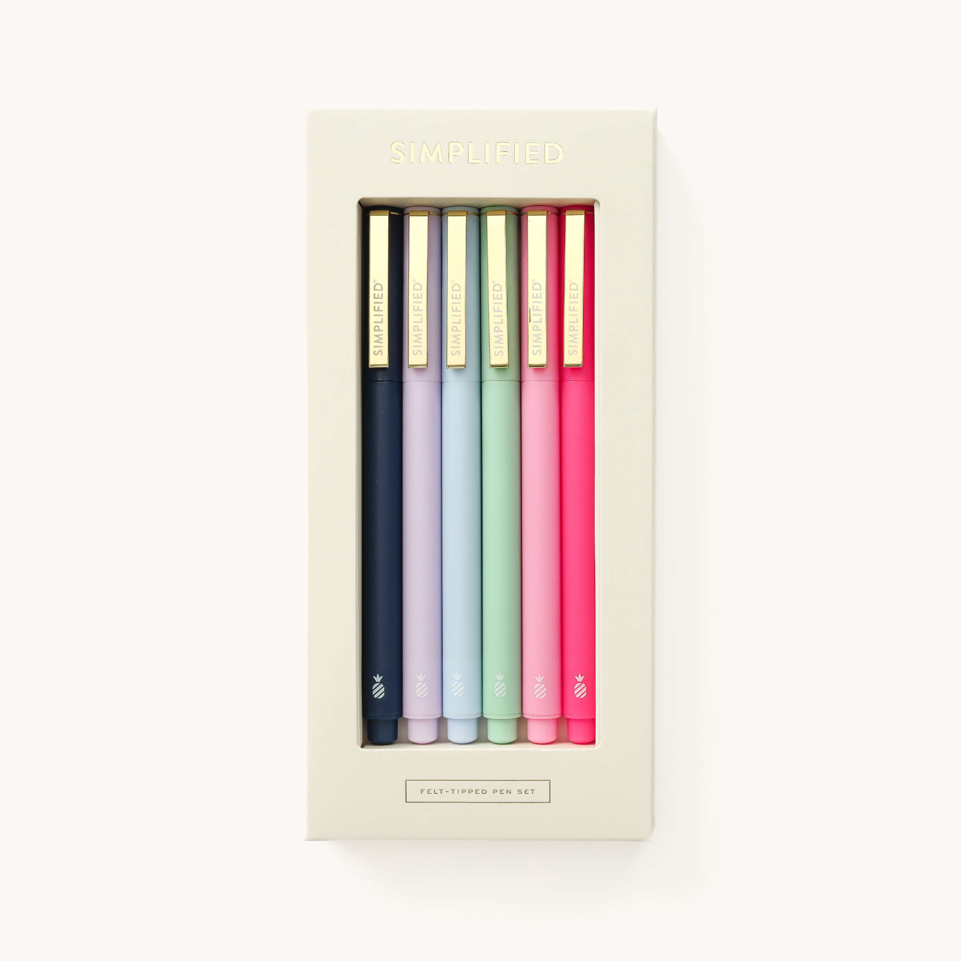 Simplified Felt-Tipped Pen Set in Ivory box