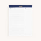 The Legal Pad Set - Navy & Carolina by Simplified includes a premium notepad with a navy header labeled SIMPLIFIED. The left side has lined note space, while the right is blank. Notes and Date are printed in gold foil on a light background for an elegant touch.