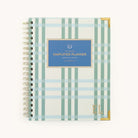 Classic Monogram Vinyl Sticker applied to a Pistachio Plaid Simplified Planner cover. 