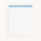 The Simplified Legal Pad Set - Navy & Carolina features a lined notepad with a blue header made from premium paper. It includes Notes and Date spaces in gold foil at the top, and a blank column on the right for extra notes or lists, offering practicality akin to the Dapperdesk Legal Pad.