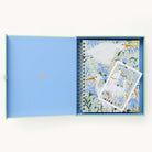 2024-2025 Academic Year Weekly Simplified Planner by Emily Ley in the Beaufort Birdies cover design, placed inside a light blue and green keepsake box with gold foil detailing. Includes a matching art print for added inspiration. Perfect for organization, time management, and productivity. 