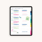 Weekly planning page mocked up with stickers in the 2024-2025 Digital Simplified Planner offering ample space for hourly scheduling, to-do lists, and notes, enhancing productivity for digital planners.