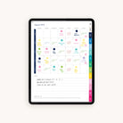 Monthly planning page mocked up with meal plan in the 2024-2025 Digital Simplified Planner offering ample space for hourly scheduling, to-do lists, and notes, enhancing productivity for digital planners.