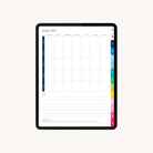 Monthly planning page mocked up with meal plan in the 2025 Digital Simplified Planner offering ample space for hourly scheduling, to-do lists, and notes, enhancing productivity for digital planners.