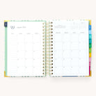 Monthly calendar spread in the 2024-2025 Daily Simplified Planner by Emily Ley in the Pistachio Plaid cover design featuring a clean, minimalistic layout with space for goal setting, appointments, and important dates.