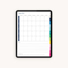 Monthly calendar layout in the 2024-2025 Digital Simplified Planner featuring spacious date boxes for scheduling and note-taking, optimized for digital use on tablets.