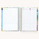 2024-2025 Daily Simplified Planner by Emily Ley in the Beaufort Birdies cover design open to a two-page weekend spread. Features a clean, minimalistic design with lined sections for daily tasks, to-do lists, and notes. Includes color-coded weekday labels, durable spiral binding, and gold corner protectors. 