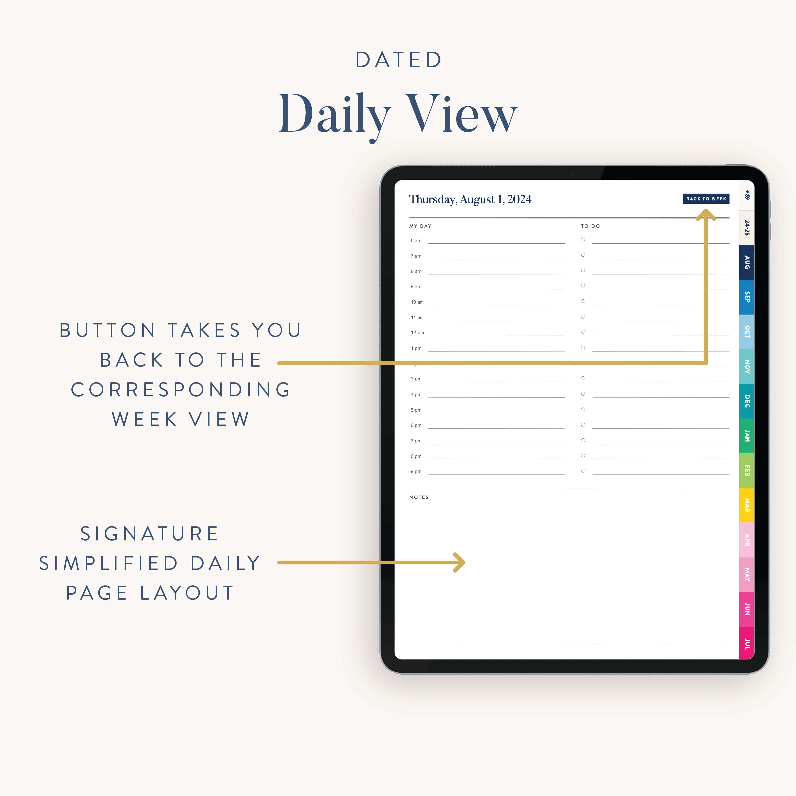 Details of the Daily View in the 2024-2025 Digital Simplified Planner by Emily Ley