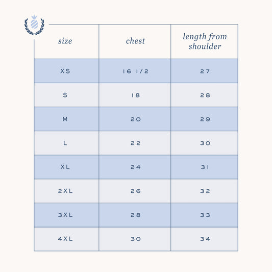 T-Shirt Size Chart