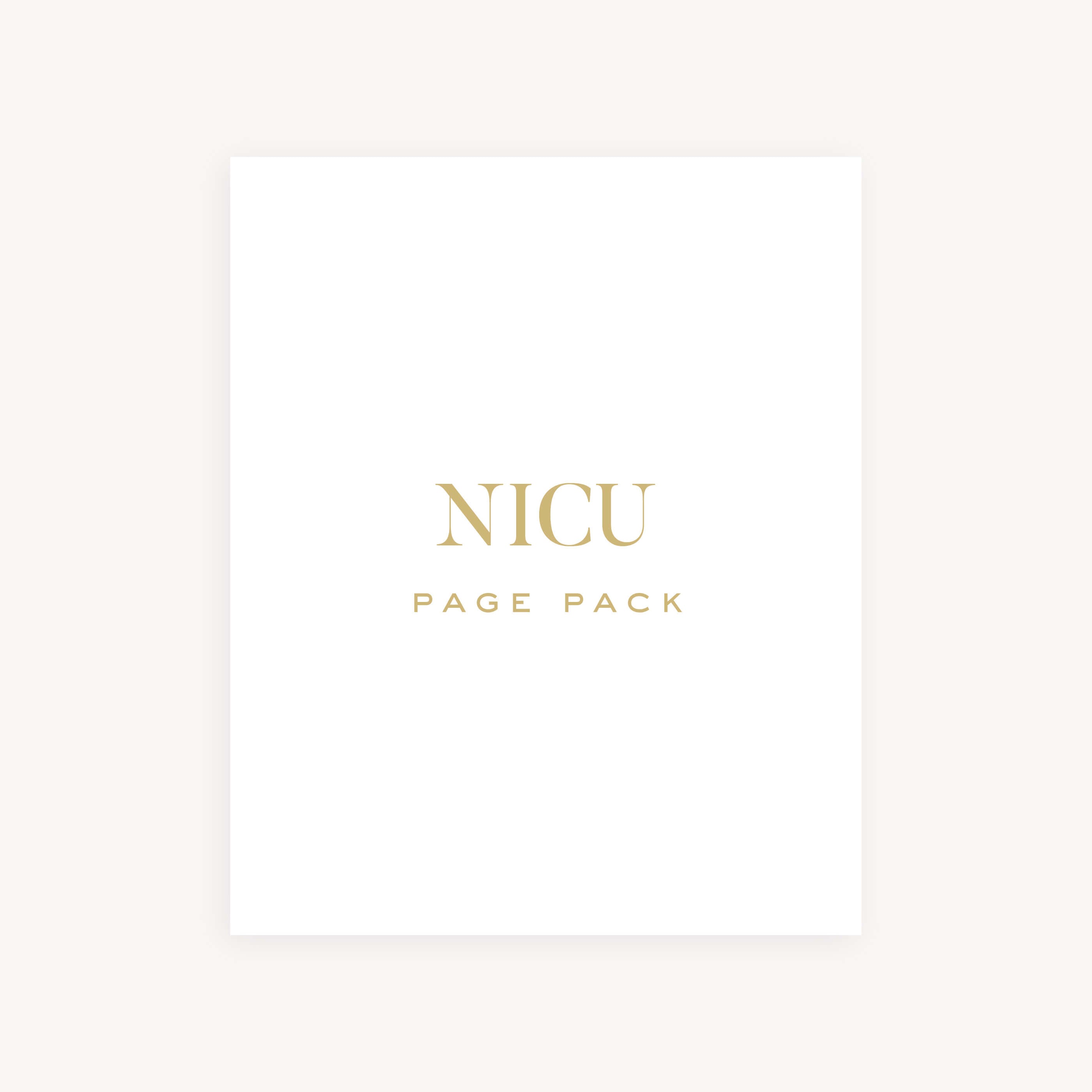 Simplified NICU Page Pack cover featuring a thoughtfully designed set of baby book pages tailored to document a baby's early days in the Neonatal Intensive Care Unit (NICU).