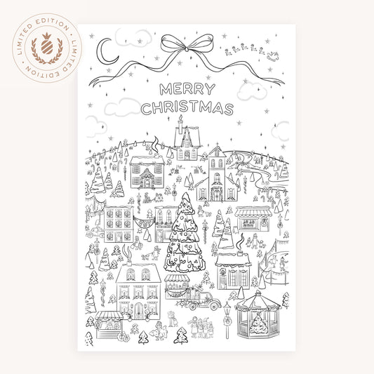 Coloring Poster Printable, Christmas Village