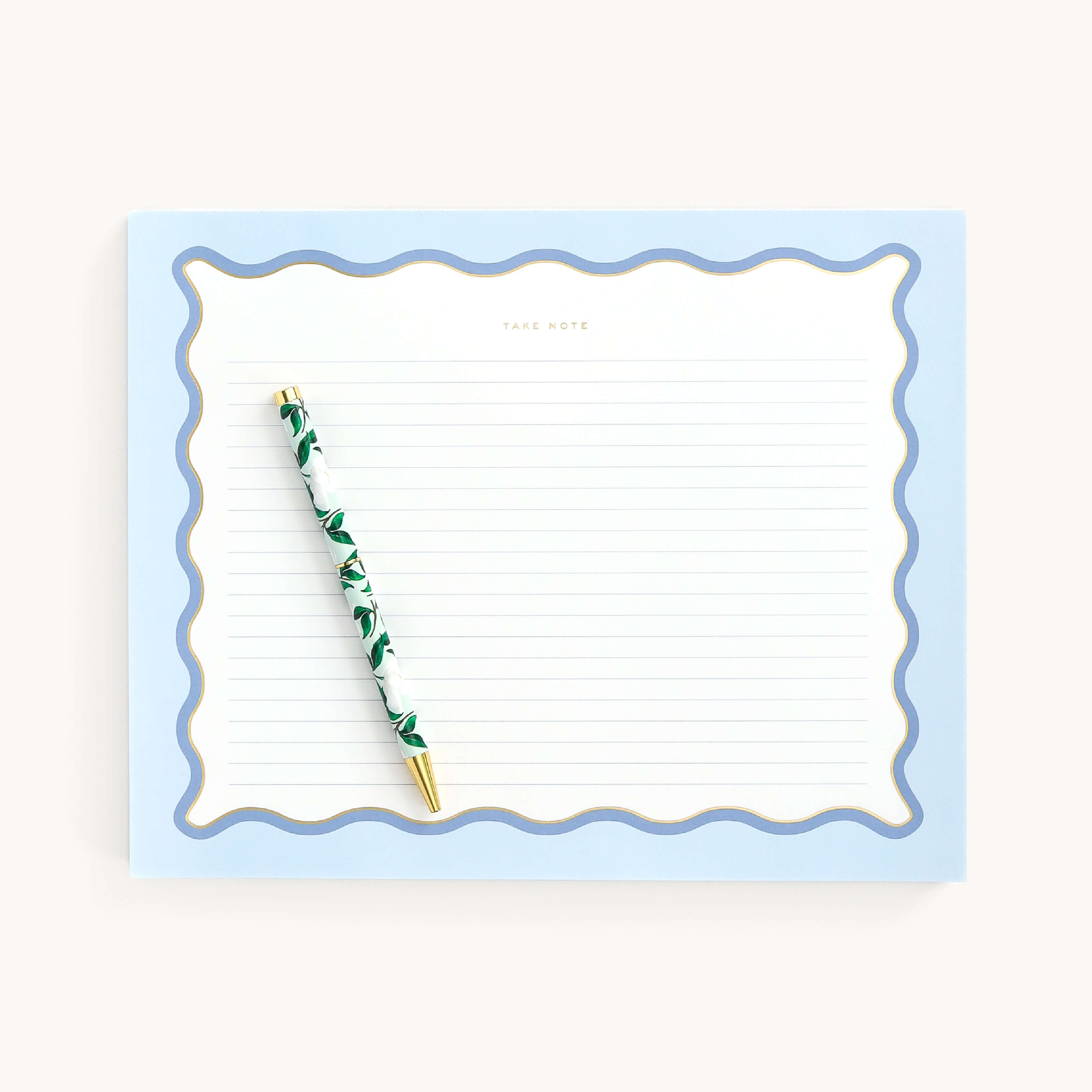 Scallop Lined Notepad & Twist Pen