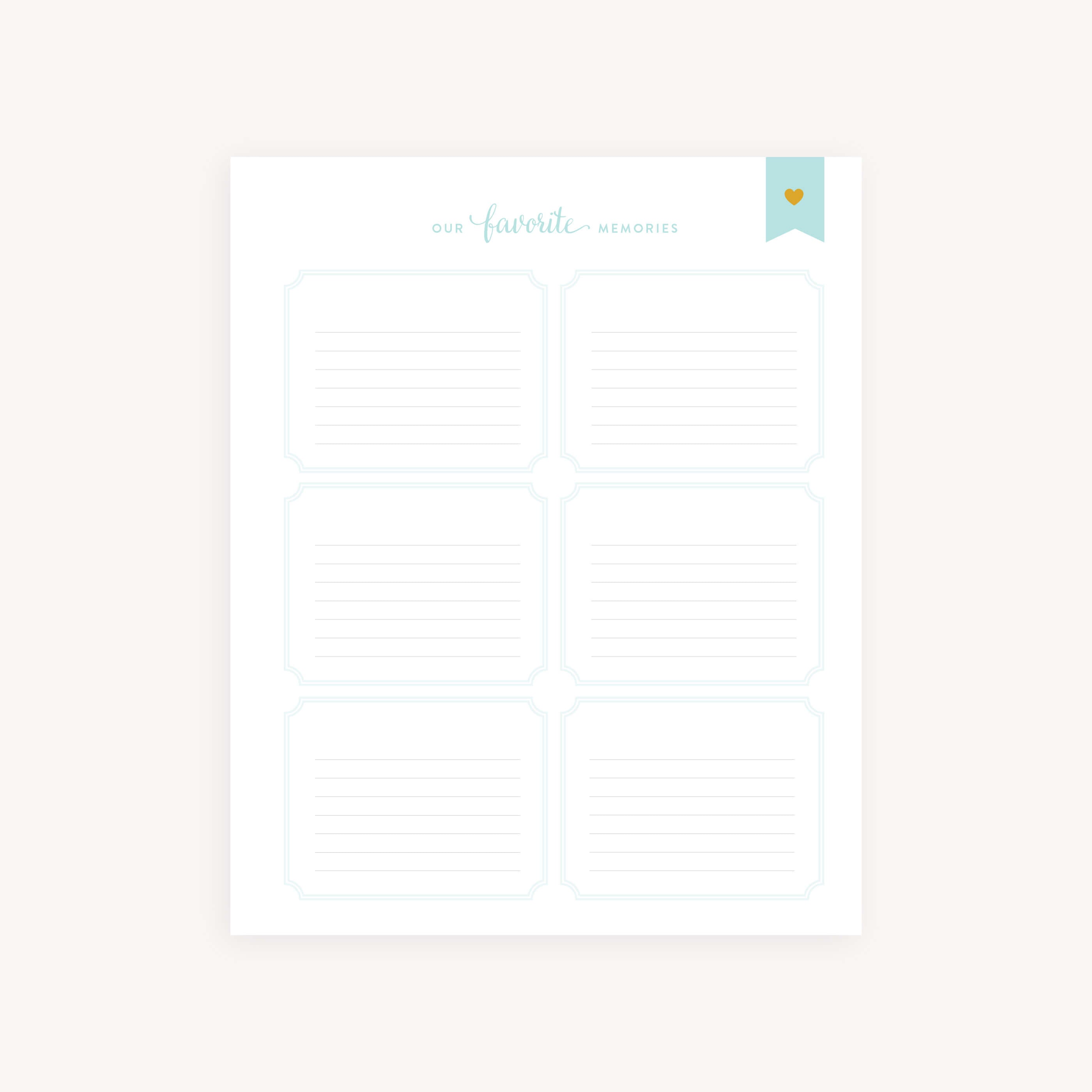 'Our Favorite Memories' page from the Heavenly Baby Page Pack, providing space to document cherished moments.