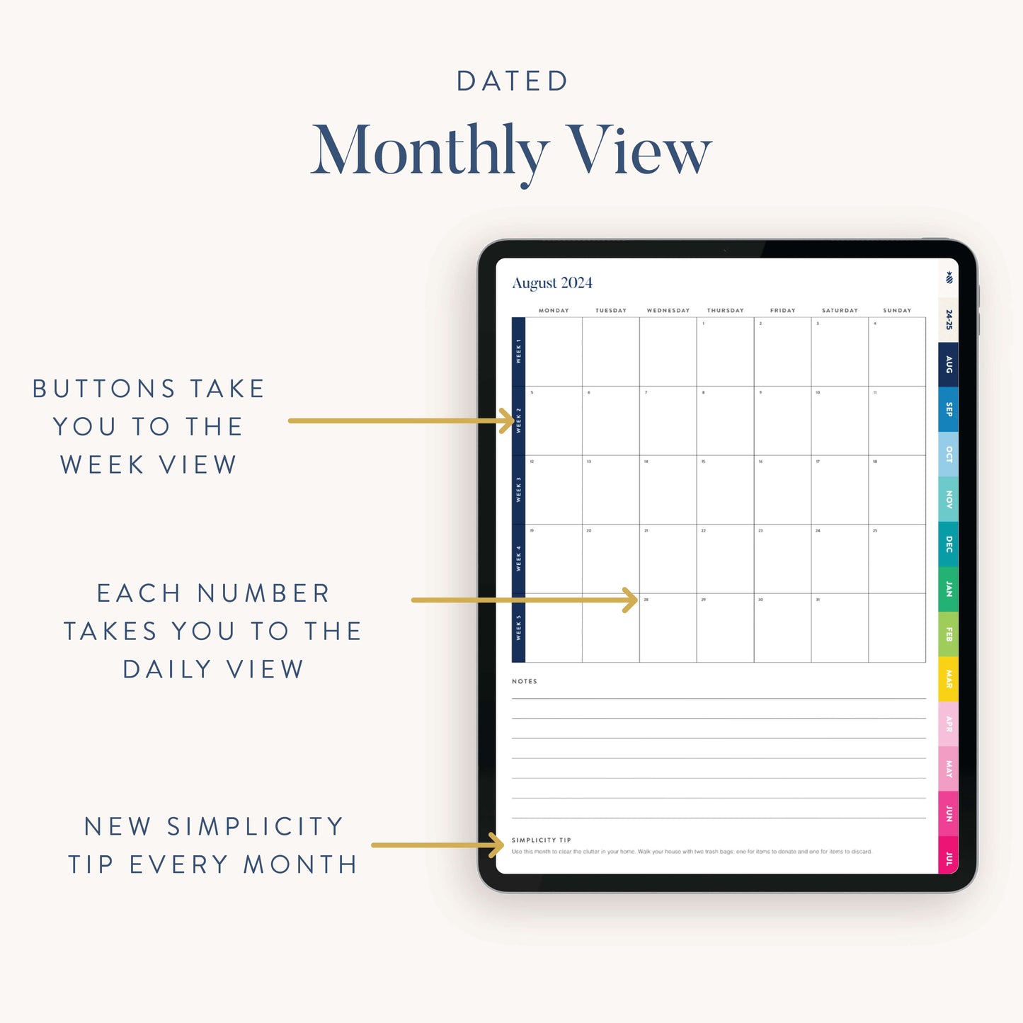 Digital Planner Monthly Feature Details