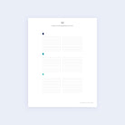 The Weekly Simplified Planner Sample Page by Simplified is a minimalist printable template on a light background, featuring four lined sections with dark blue, blue, teal, and cyan squares on the left for categorization.